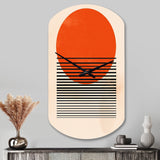 Minimal Geometric Orange Bold Sunset II - Asymmetric Metal Wall Clock