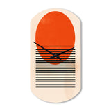 Minimal Geometric Orange Bold Sunset II - Asymmetric Metal Wall Clock