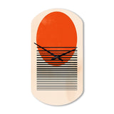 Minimal Geometric Orange Bold Sunset II - Asymmetric Metal Wall Clock