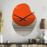 Minimal Geometric Orange Bold Sunset II - Asymmetric Metal Wall Clock