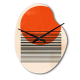 Minimal Geometric Orange Bold Sunset II - Asymmetric Metal Wall Clock