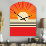 Minimal Geometric Orange Bold Sunset VI - Asymmetric Metal Wall Clock
