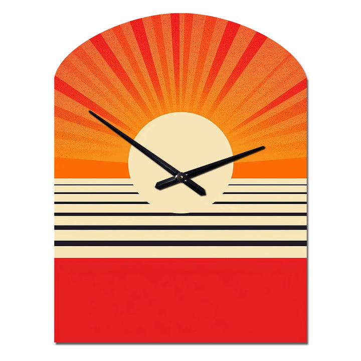 Minimal Geometric Orange Bold Sunset VI - Asymmetric Metal Wall Clock