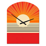 Minimal Geometric Orange Bold Sunset VI - Asymmetric Metal Wall Clock