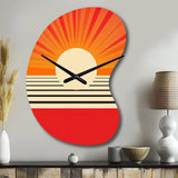 Minimal Geometric Orange Bold Sunset VI - Asymmetric Metal Wall Clock