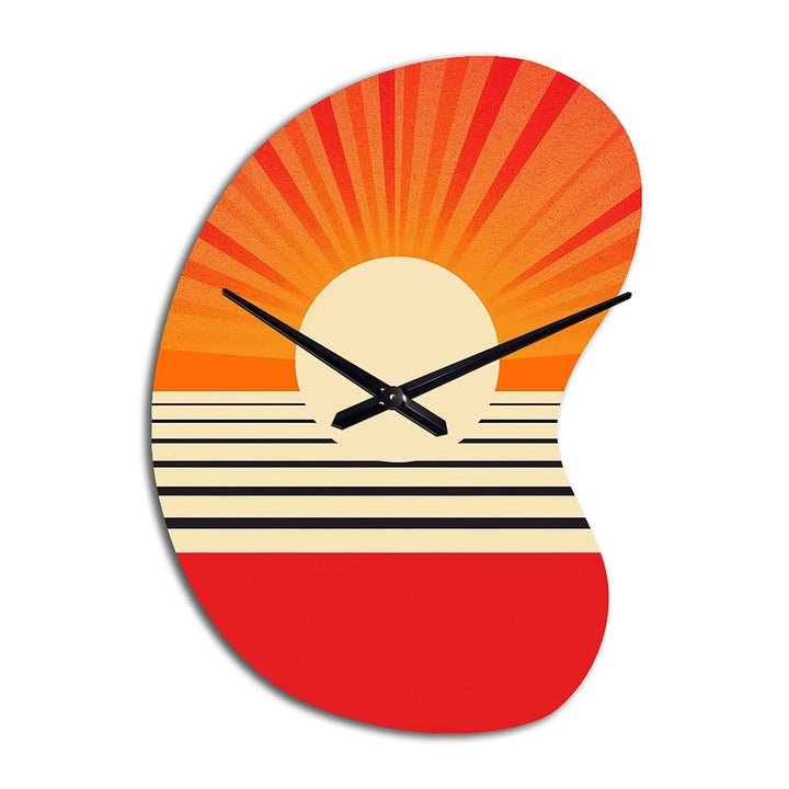 Minimal Geometric Orange Bold Sunset VI - Asymmetric Metal Wall Clock