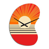 Minimal Geometric Orange Bold Sunset VI - Asymmetric Metal Wall Clock
