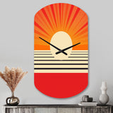 Minimal Geometric Orange Bold Sunset VI - Asymmetric Metal Wall Clock