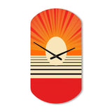 Minimal Geometric Orange Bold Sunset VI - Asymmetric Metal Wall Clock