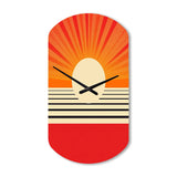 Minimal Geometric Orange Bold Sunset VI - Asymmetric Metal Wall Clock
