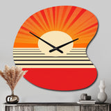 Minimal Geometric Orange Bold Sunset VI - Asymmetric Metal Wall Clock