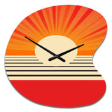 Minimal Geometric Orange Bold Sunset VI - Asymmetric Metal Wall Clock