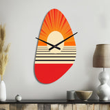 Minimal Geometric Orange Bold Sunset VI - Asymmetric Metal Wall Clock