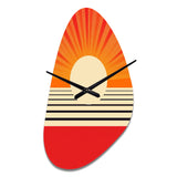 Minimal Geometric Orange Bold Sunset VI - Asymmetric Metal Wall Clock