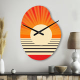 Minimal Geometric Orange Bold Sunset VI - Asymmetric Metal Wall Clock