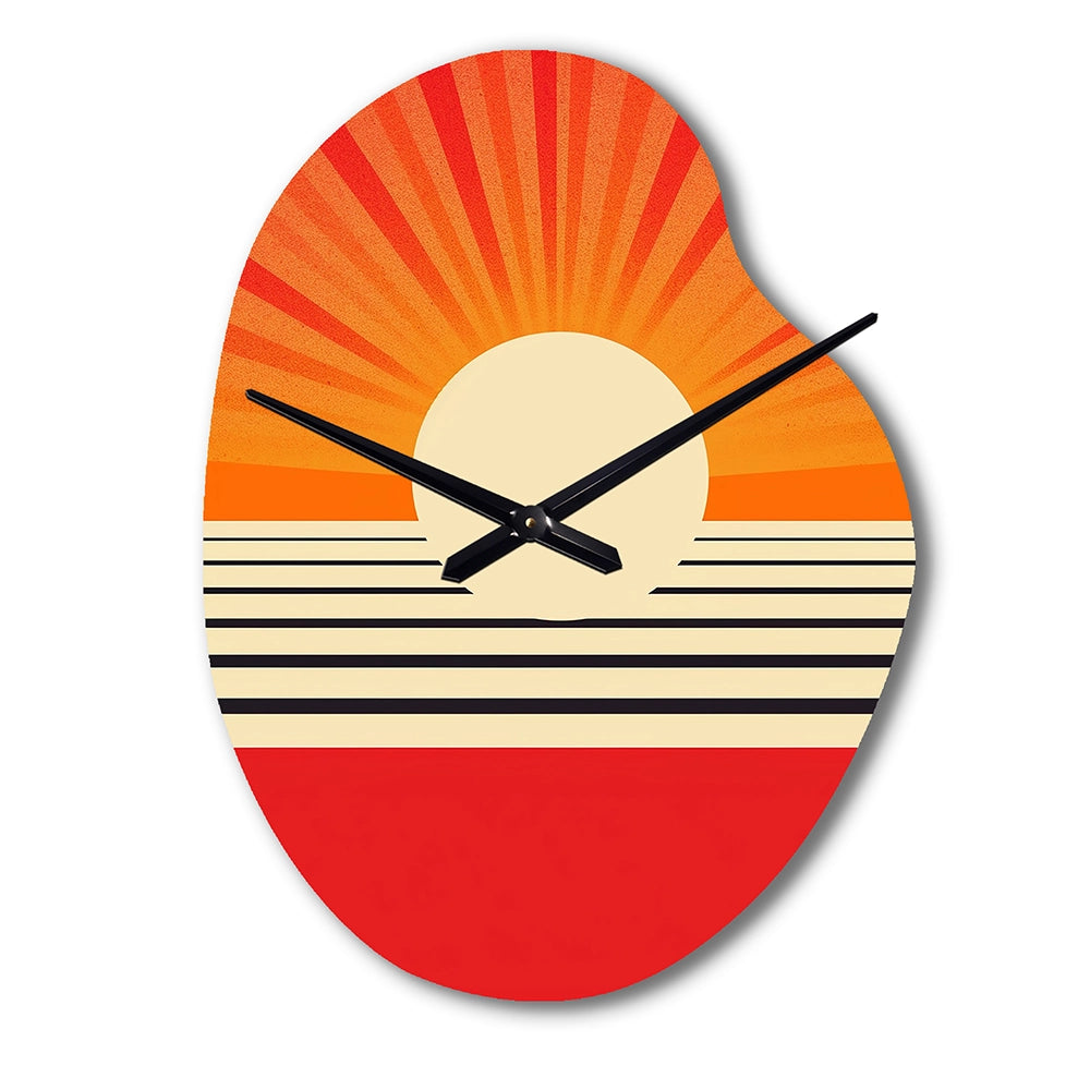 Minimal Geometric Orange Bold Sunset VI - Asymmetric Metal Wall Clock