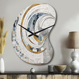 Grey and Yellow Mosaic II - Asymmetric Metal Wall Clock