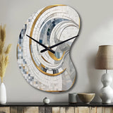 Grey and Yellow Mosaic II - Asymmetric Metal Wall Clock