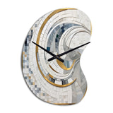 Grey and Yellow Mosaic II - Asymmetric Metal Wall Clock