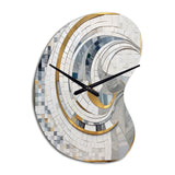Grey and Yellow Mosaic II - Asymmetric Metal Wall Clock