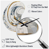 Grey and Yellow Mosaic II - Asymmetric Metal Wall Clock