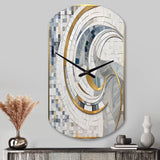 Grey and Yellow Mosaic II - Asymmetric Metal Wall Clock