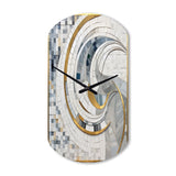 Grey and Yellow Mosaic II - Asymmetric Metal Wall Clock
