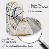 Grey and Yellow Mosaic II - Asymmetric Metal Wall Clock