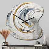 Grey and Yellow Mosaic II - Asymmetric Metal Wall Clock