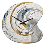 Grey and Yellow Mosaic II - Asymmetric Metal Wall Clock
