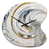 Grey and Yellow Mosaic II - Asymmetric Metal Wall Clock