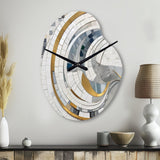 Grey and Yellow Mosaic II - Asymmetric Metal Wall Clock