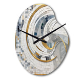 Grey and Yellow Mosaic II - Asymmetric Metal Wall Clock