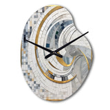 Grey and Yellow Mosaic II - Asymmetric Metal Wall Clock
