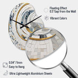Grey and Yellow Mosaic II - Asymmetric Metal Wall Clock