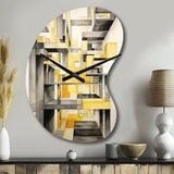 Yellow and Grey Intersecting Realities II - Asymmetric Metal Wall Clock