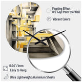 Yellow and Grey Intersecting Realities II - Asymmetric Metal Wall Clock