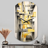 Yellow and Grey Intersecting Realities II - Asymmetric Metal Wall Clock