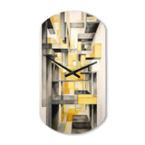 Yellow and Grey Intersecting Realities II - Asymmetric Metal Wall Clock