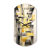 Yellow and Grey Intersecting Realities II - Asymmetric Metal Wall Clock