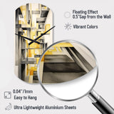 Yellow and Grey Intersecting Realities II - Asymmetric Metal Wall Clock