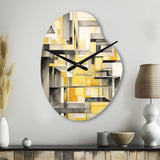 Yellow and Grey Intersecting Realities II - Asymmetric Metal Wall Clock