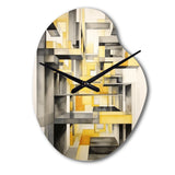 Yellow and Grey Intersecting Realities II - Asymmetric Metal Wall Clock