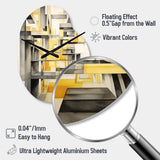 Yellow and Grey Intersecting Realities II - Asymmetric Metal Wall Clock