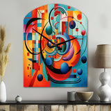 Orange Blue Geometry Unleashed IV - Asymmetric Metal Wall Clock