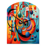 Orange Blue Geometry Unleashed IV - Asymmetric Metal Wall Clock