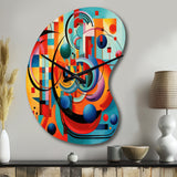 Orange Blue Geometry Unleashed IV - Asymmetric Metal Wall Clock