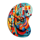 Orange Blue Geometry Unleashed IV - Asymmetric Metal Wall Clock