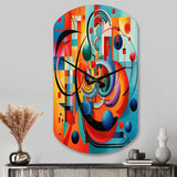 Orange Blue Geometry Unleashed IV - Asymmetric Metal Wall Clock