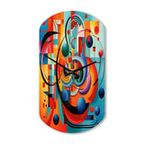 Orange Blue Geometry Unleashed IV - Asymmetric Metal Wall Clock